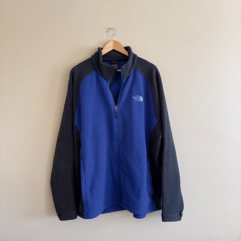 Men's North Face Fleece Full Zip Up Jacket Size XXL/TTG Blue Two-Toned